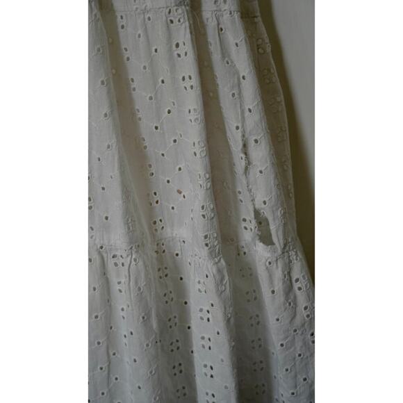 Joe’s Jeans Illana Broderie Dress White Eyelet V-Neck Midi Cotton Sz L - Picture 8 of 8